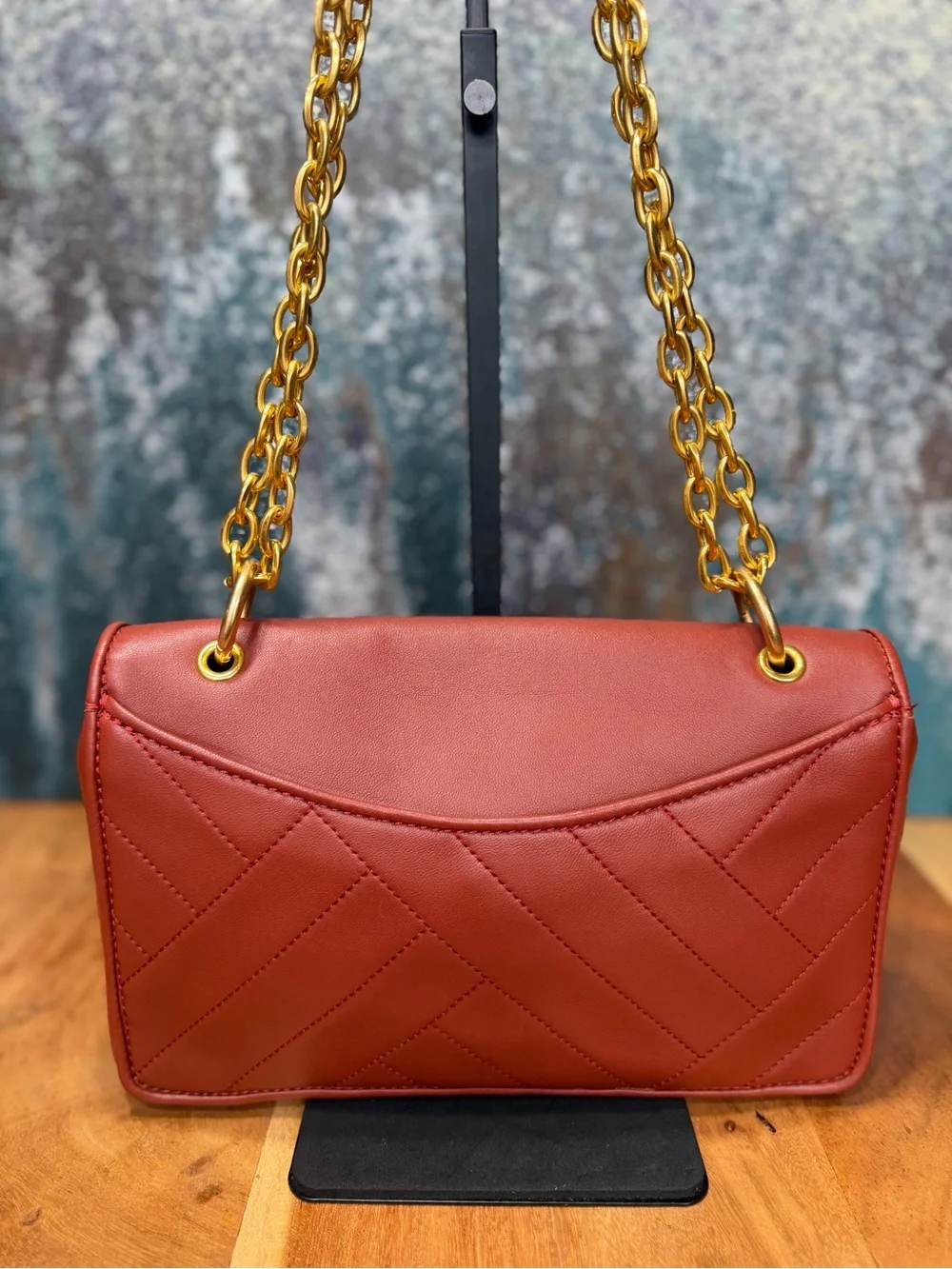 Tory Burch 2010s Classic Alexa Convertible Quilted Leather Shoulder Bag Rust